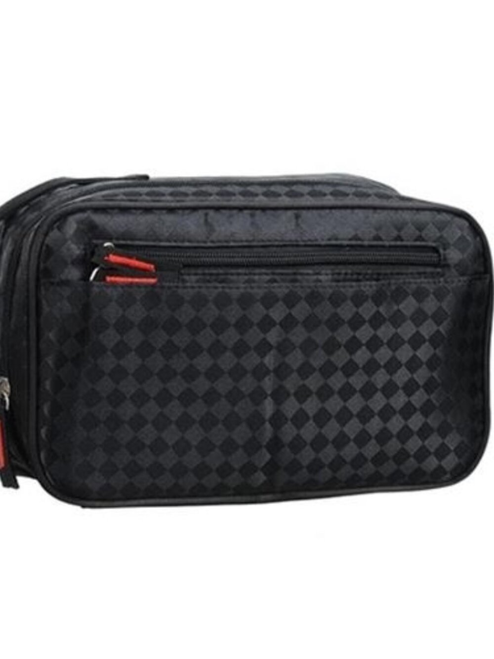 Men's Black Patterned Toiletry Bag
